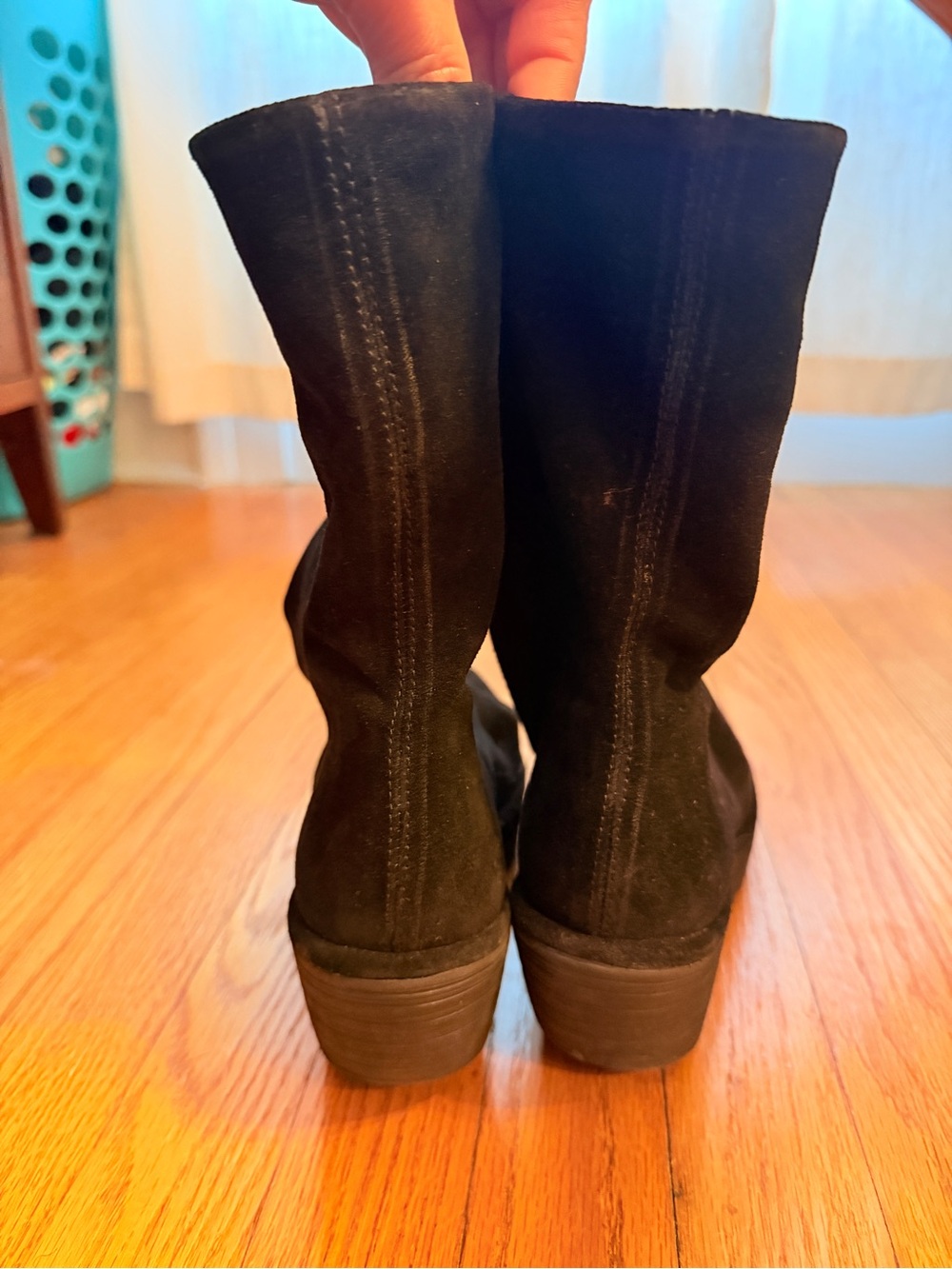 Fly London Black Suede Wedge Mid-Calf Boots - Picture 4 of 8